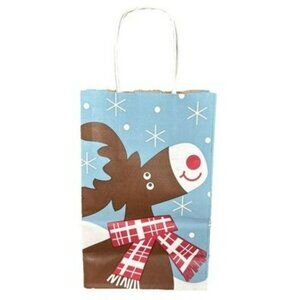 Holiday Gift Bag – 20 Bags Moose & Winter Scene – 8.5” x 5.5” x 3” -
